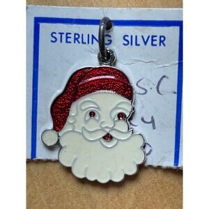 NEW! Vintage Sterling Silver Santa Claus Charm Pendant Bracelet. Christmas